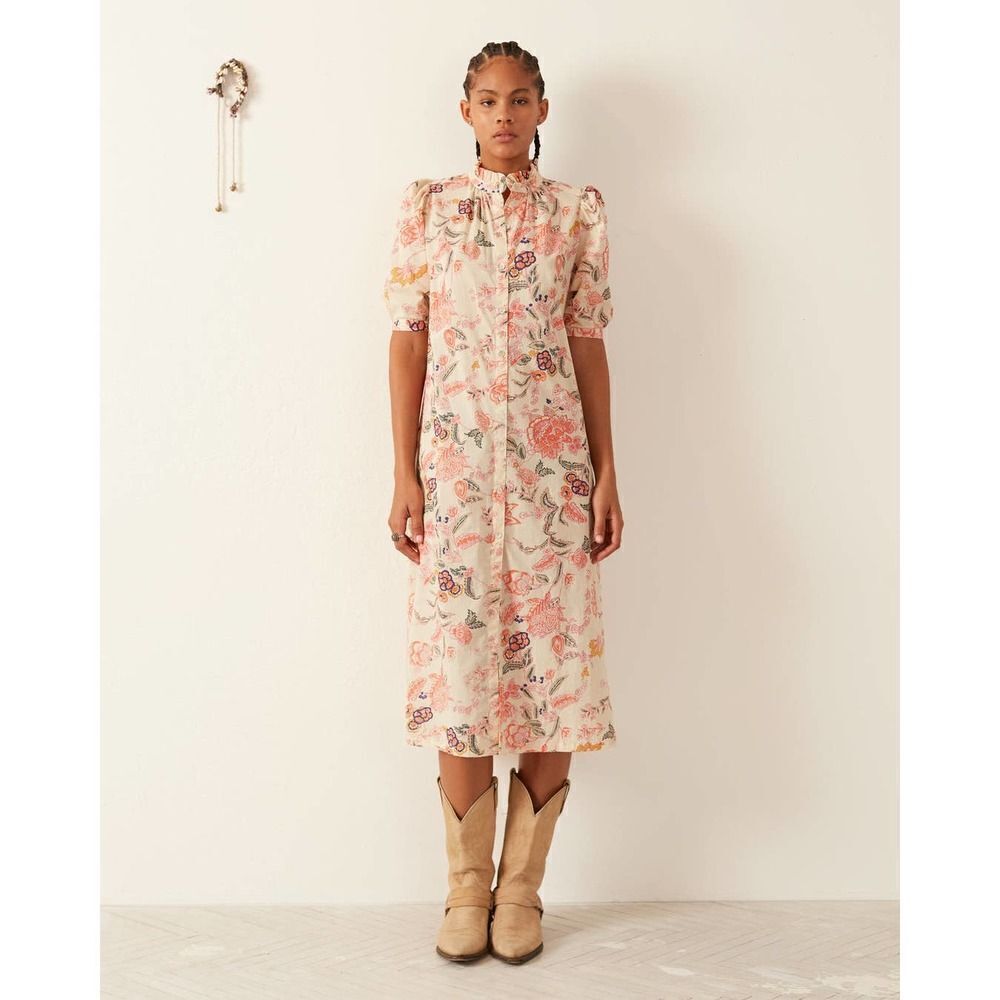 Alix of Bohemia Remi Coral Flower Dress L - Picture 2 of 12